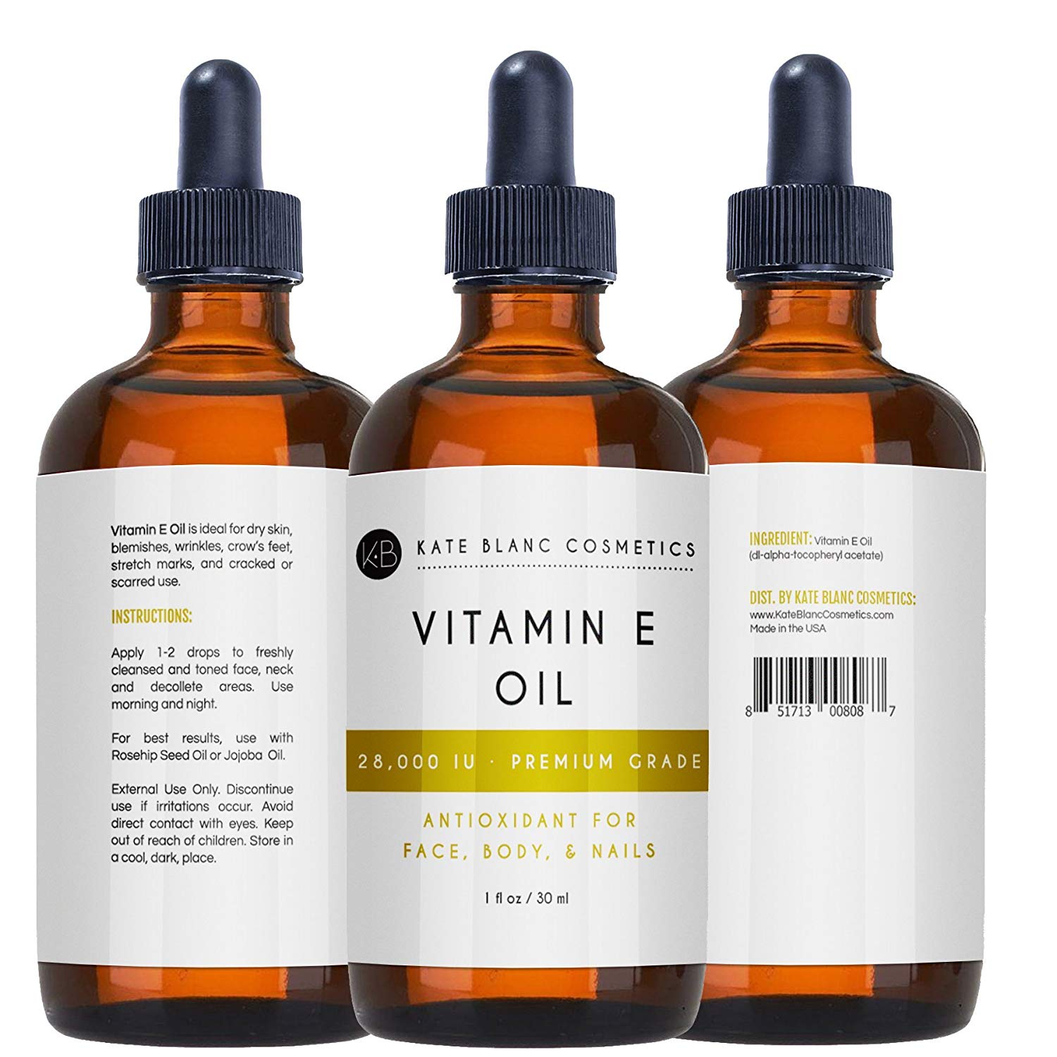 Vitamin E Oil by Kate Blanc. Moisturizes Face and Skin. 100% Pure – The  Nature Beauty Hub